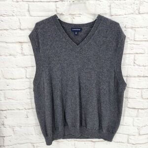 Lands End Cashmere Sweater Vest Old Money Preppy Heritage Gray Knit Mens XXL